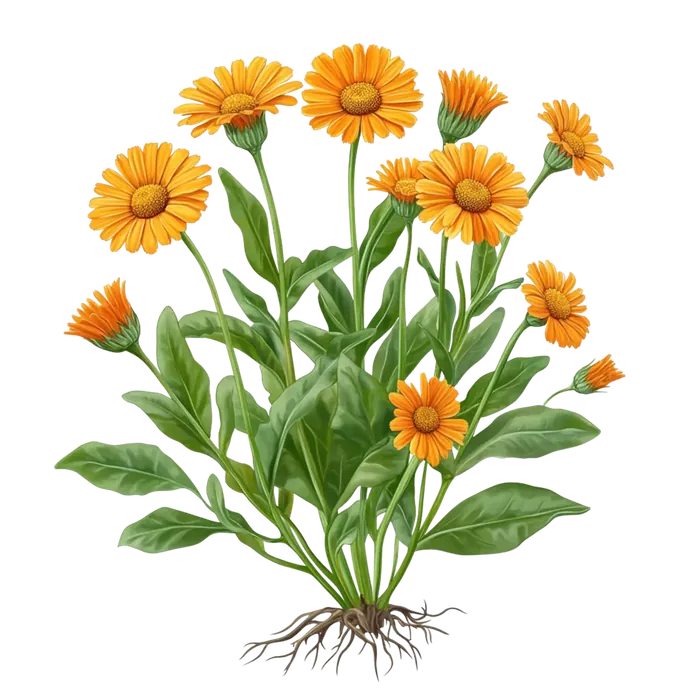Watercolor botanical illustration of calendula