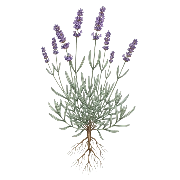 Watercolor botanical illustration of lavender