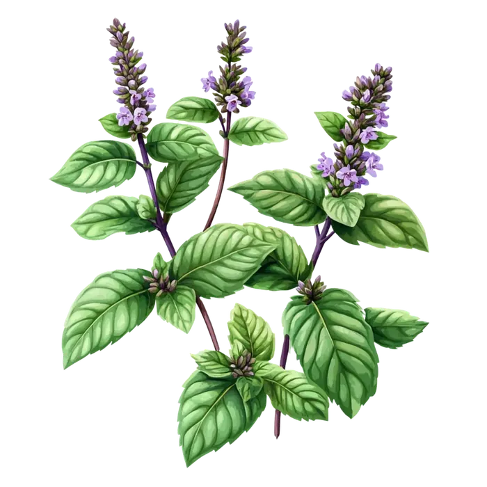 Watercolor botanical illustration of peppermint