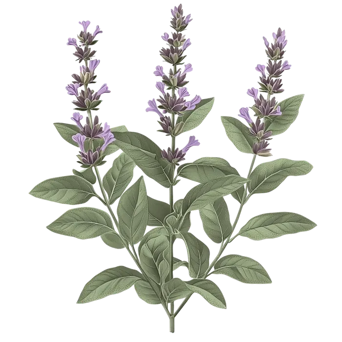 Watercolor botanical illustration of sage